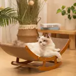 Sisal Rocking Chair Cat Scratcher for Scratching & Lounging with Wooden Frame and Hammock-Style Bed – main image