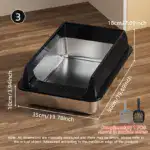 Semi-Closed Stainless Steel Cat Litter Box for Containing Litter Scatter with Matching Scoop – gallery image 20
