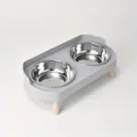 Stainless Steel Elevated Dual Bowl Feeder for Feeding & Water Dispensing, Non-Slip Base – gallery image 12