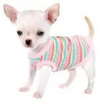 Pink Striped Ribbed Dog Vest for Easy Pullover Wear with Soft Knit Fabric – gallery image 21
