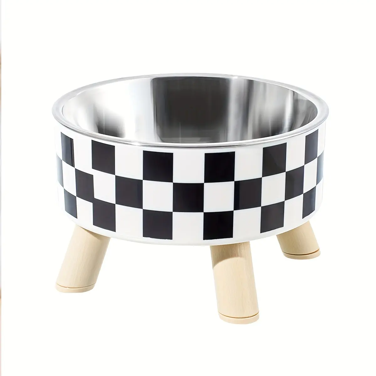 0f43a9991d23bfb34f62e529ce62185a Stainless Steel Elevated Pet Bowl for Cat Feeding with Raised Stand and Patterned Exterior – main image