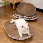 Oval Cat Scratching Bed for Scratching & Resting with Sturdy Cardboard Surface – gallery image 9