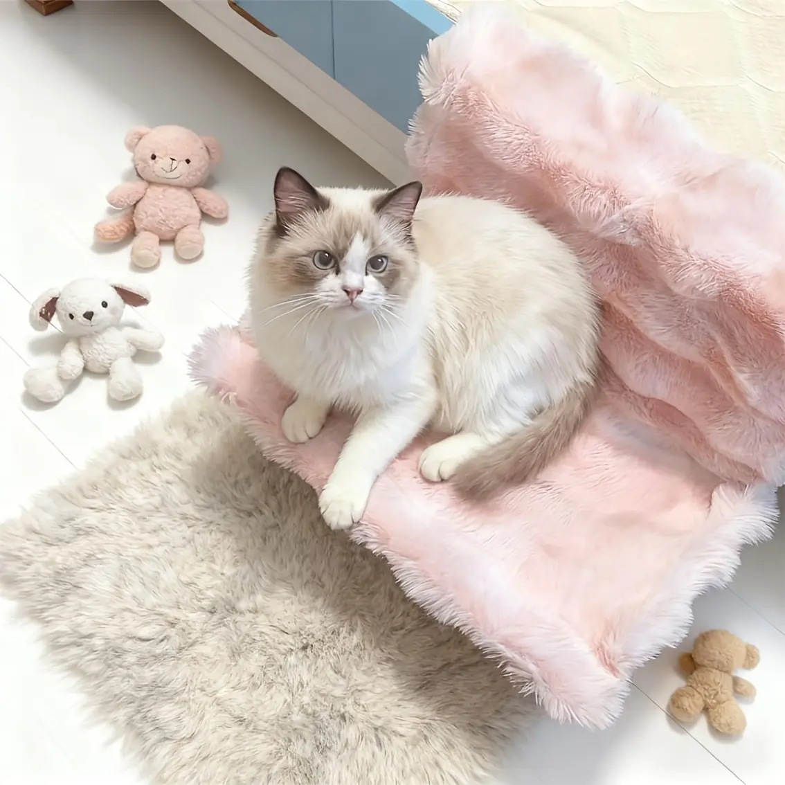 1598d039-41aa-4f30-895c-2534d5eb3f39 Plush Cat Hammock Bed for Resting & Lounging with Removable Washable Cover – main image