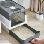 Enclosed Cat Litter Box for Leak Prevention & Odor Containment with Double Door Design – main image