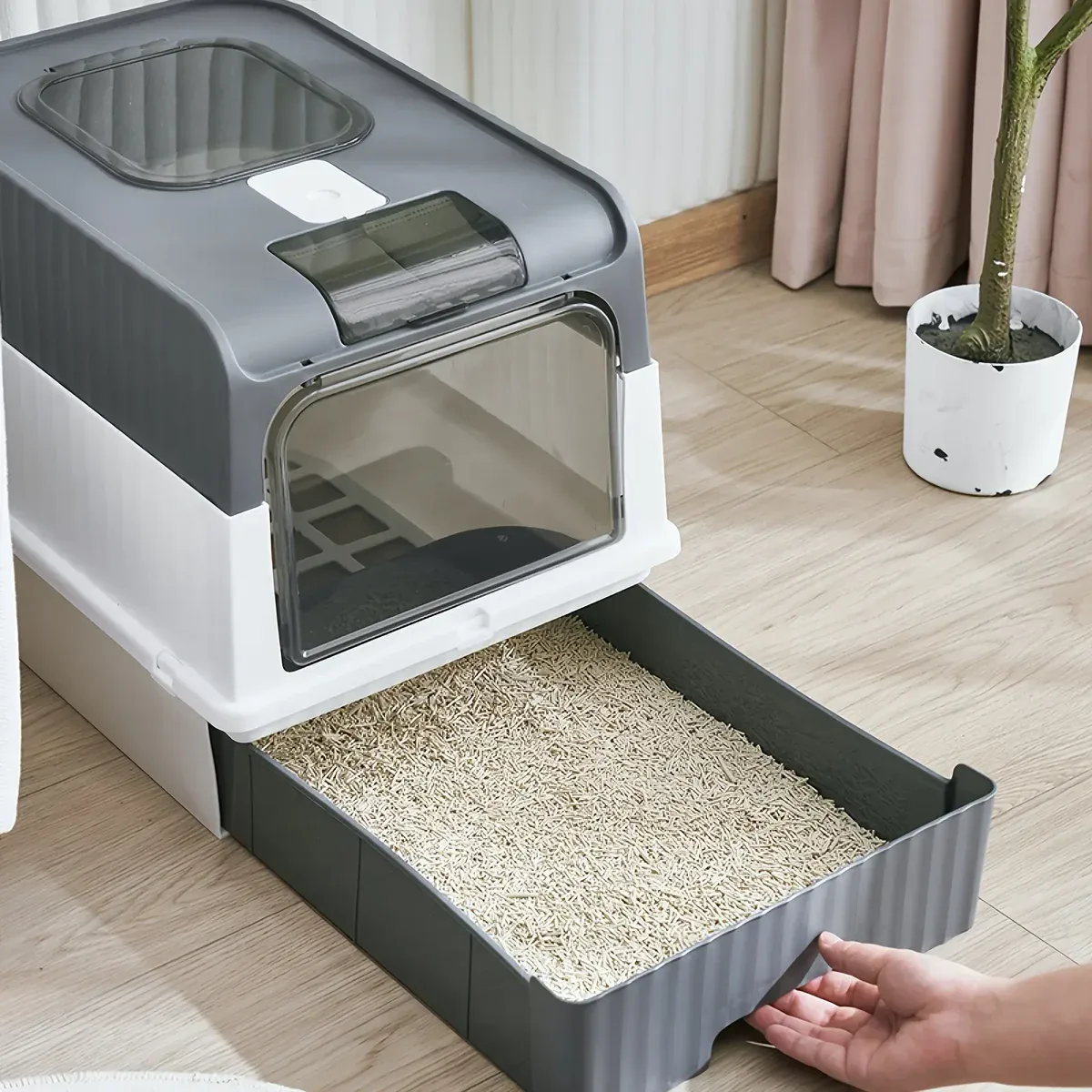 161e1b80-9702-4b92-ab92-5166dd70aaaf Enclosed Cat Litter Box for Leak Prevention & Odor Containment with Double Door Design – main image