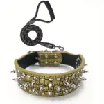 Studded PU Leather Dog Collar With Leash for Walking & Training – gallery image 3