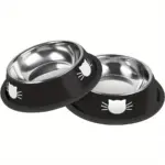 2pcs Stainless Steel Cat Bowls for Pet Feeding with Non-Slip Rubber Base – gallery image 2