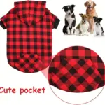 Checkered Pet Hoodie Sweater for Warm Wear, Pocket Design – gallery image 8