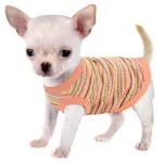 Pink Striped Ribbed Dog Vest for Easy Pullover Wear with Soft Knit Fabric – gallery image 6