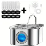 Stainless Steel Pet Water Fountain for Automatic Drinking Water Dispensing with Transparent Water Window – main image