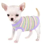Pink Striped Ribbed Dog Vest for Easy Pullover Wear with Soft Knit Fabric – gallery image 20