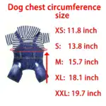 Pet Jumpsuit Outfit for Spring and Summer Wear, Striped Denim-Style Design – gallery image 4