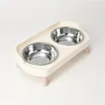 Stainless Steel Elevated Dual Bowl Feeder for Feeding & Water Dispensing, Non-Slip Base – gallery image 2