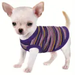 Pink Striped Ribbed Dog Vest for Easy Pullover Wear with Soft Knit Fabric – gallery image 19