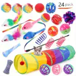 24-Piece Interactive Cat Toy Set for Play & Activity with Tunnel, Teaser Wand, Balls and Bell Toys – gallery image 3