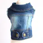 Vintage Imitation Denim Sleeveless Pet Vest for Spring and Autumn Wear – gallery image 2