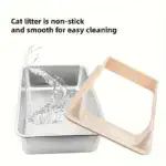 Semi-Closed Stainless Steel Cat Litter Box for Containing Litter Scatter with Matching Scoop – gallery image 14