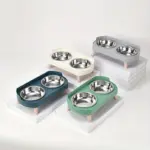 Stainless Steel Elevated Dual Bowl Feeder for Feeding & Water Dispensing, Non-Slip Base – gallery image 10