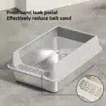 Semi-Closed Stainless Steel Cat Litter Box for Containing Litter Scatter with Matching Scoop – gallery image 16