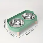 Stainless Steel Elevated Dual Bowl Feeder for Feeding & Water Dispensing, Non-Slip Base – gallery image 4