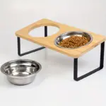2-Piece Elevated Cat Feeding Station for Feeding & Drinking with Tilted Stand and Stainless Steel Bowls – gallery image 3