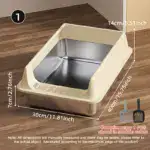 Semi-Closed Stainless Steel Cat Litter Box for Containing Litter Scatter with Matching Scoop – gallery image 25
