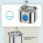 Stainless Steel Pet Water Fountain for Automatic Drinking Water Dispensing with Transparent Water Window – gallery image 6