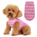 Pink Striped Ribbed Dog Vest for Easy Pullover Wear with Soft Knit Fabric – gallery image 12
