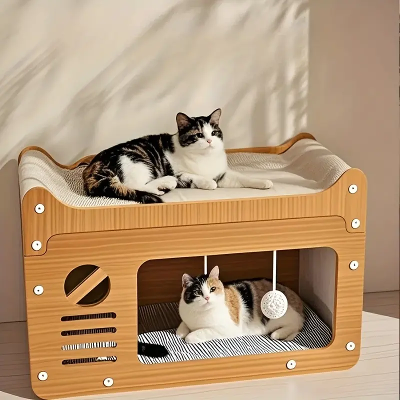 78c252b5-fdde-42a4-9848-0e2cc2078e0c Wall-Mounted Cat Scratching Board and Cat House for Scratching & Resting, Vertical Design – main image