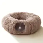 Cat Tunnel Bed for Indoor Play & Hiding with Plush Donut Design – gallery image 3