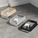 Semi-Closed Stainless Steel Cat Litter Box for Containing Litter Scatter with Matching Scoop – main image