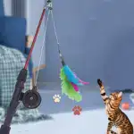 Cat Teaser Wand Toy for Interactive Play with Telescoping Rod and Feather Attachment – gallery image 5