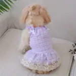 Dog Dress for Pet Wear and Costume Styling Plaid Pattern, Purple Color – gallery image 2