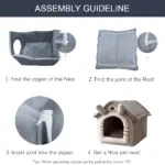 Enclosed Pet House Bed for Cats and Dogs for Resting & Sleeping, Detachable Washable Polyester – gallery image 7