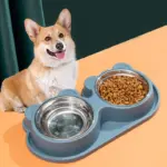 Double Stainless Steel Dog Bowls with No-Spill Stand for Drinking & Feeding – gallery image 2