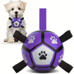 Durable Rubber Dog Soccer Ball with Straps for Interactive Play & Fetch – gallery image 3