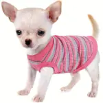 Pink Striped Ribbed Dog Vest for Easy Pullover Wear with Soft Knit Fabric – main image