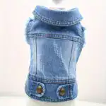 Vintage Imitation Denim Sleeveless Pet Vest for Spring and Autumn Wear – main image