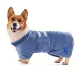 Quick-Dry Dog Bathrobe for Drying After Bathing & Grooming with Embroidered Detail – main image