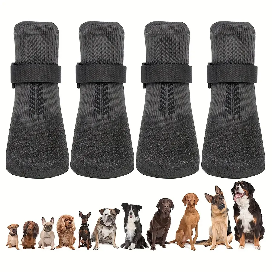 b17249ab-a880-4453-9854-31575406e60e 4pcs Waterproof Dog Boots for Outdoor Walking & Paw Protection, Adjustable Anti-Slip Sole – main image