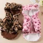 Fleece-Lined Pet Coat for Warm Outdoor Wear, Leopard Print – gallery image 2