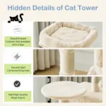 Multi-Cat Tree Tower for Climbing & Resting with Condo and Hammock, Sisal Scratching Posts – gallery image 9