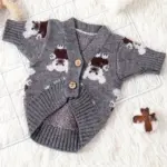 Bear Print Knitted Cardigan for Pets for Warmth in Cooler Weather – gallery image 9