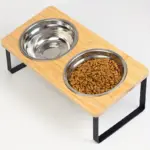 2-Piece Elevated Cat Feeding Station for Feeding & Drinking with Tilted Stand and Stainless Steel Bowls – gallery image 5