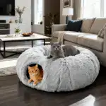 Plush Cat Tunnel Bed for Resting & Play with Enclosed Hideaway and Peekaboo Opening – gallery image 2