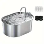 Automatic Pet Water Fountain for Dispensing Drinking Water, Stainless Steel Body & Water Level Window – gallery image 3