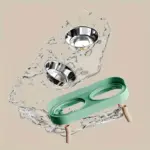 Stainless Steel Elevated Dual Bowl Feeder for Feeding & Water Dispensing, Non-Slip Base – gallery image 7