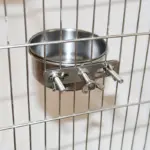 Stainless Steel Pet Bowl for Food and Water with Hanging Straps and Screw-Mount Hardware – main image