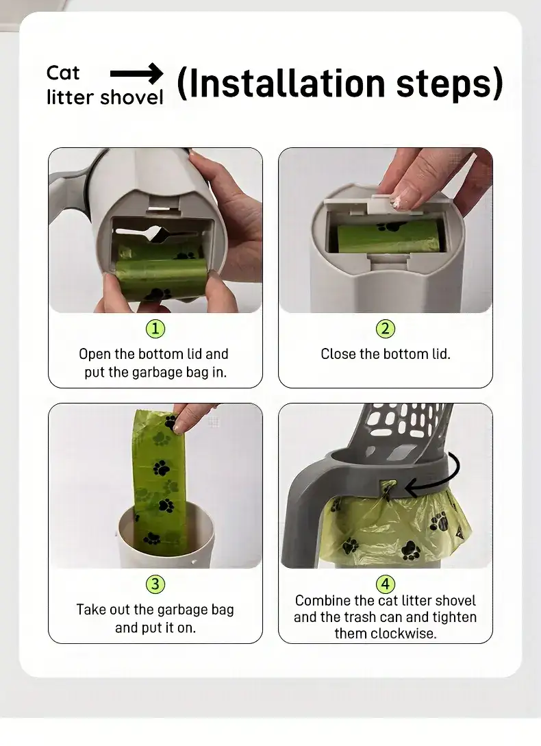 Cat Litter Box for Litter Waste Containment & Easy Cleaning with Integrated Waste Bin – description image 2