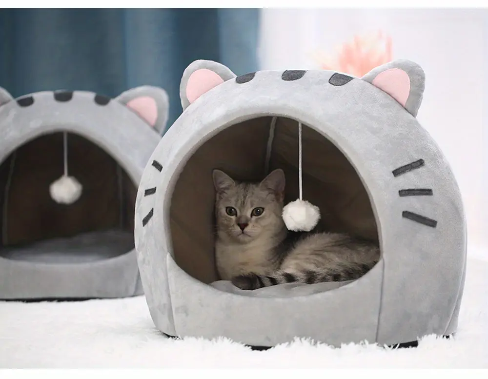 Enclosed Cat Bed for Indoor Resting & Sleeping with Warm Cave Design – description image 4